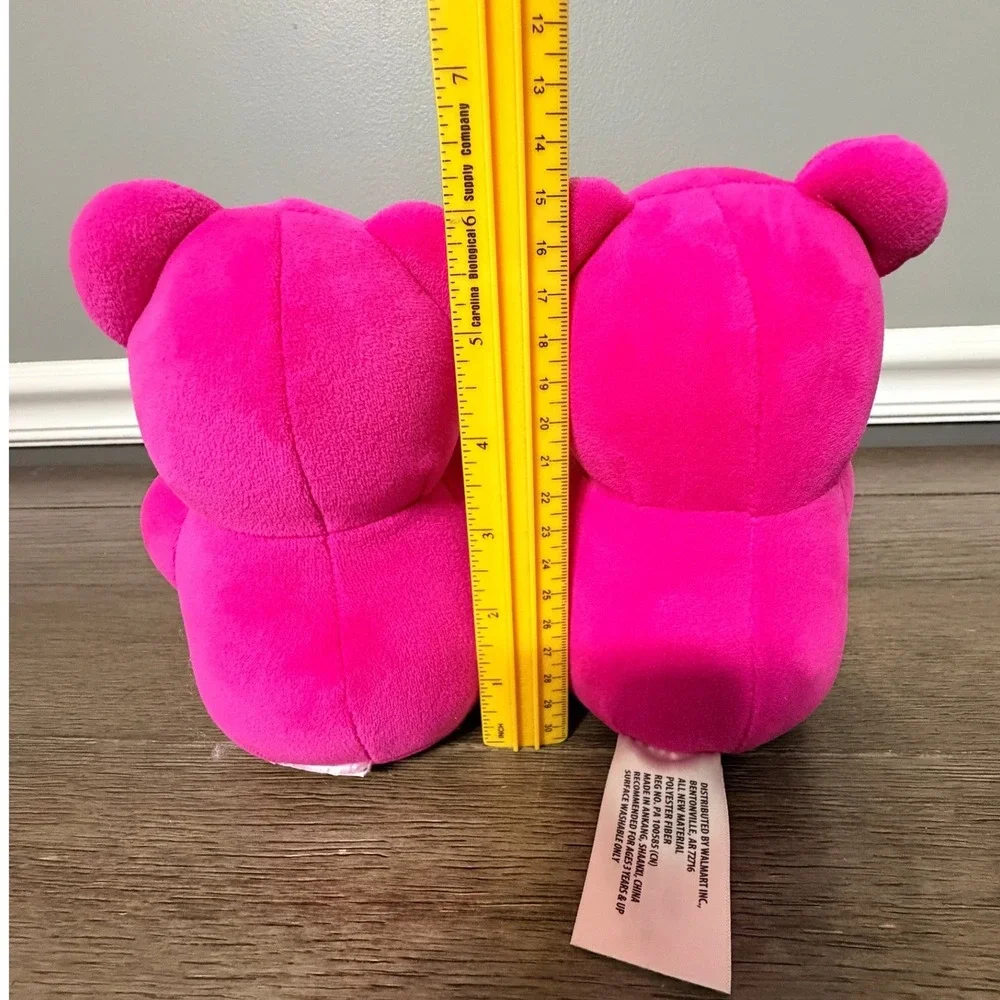 Gummy‎ Bear Hot Pink Plush set of 2 Stuffed Animal Pair Neon Pink